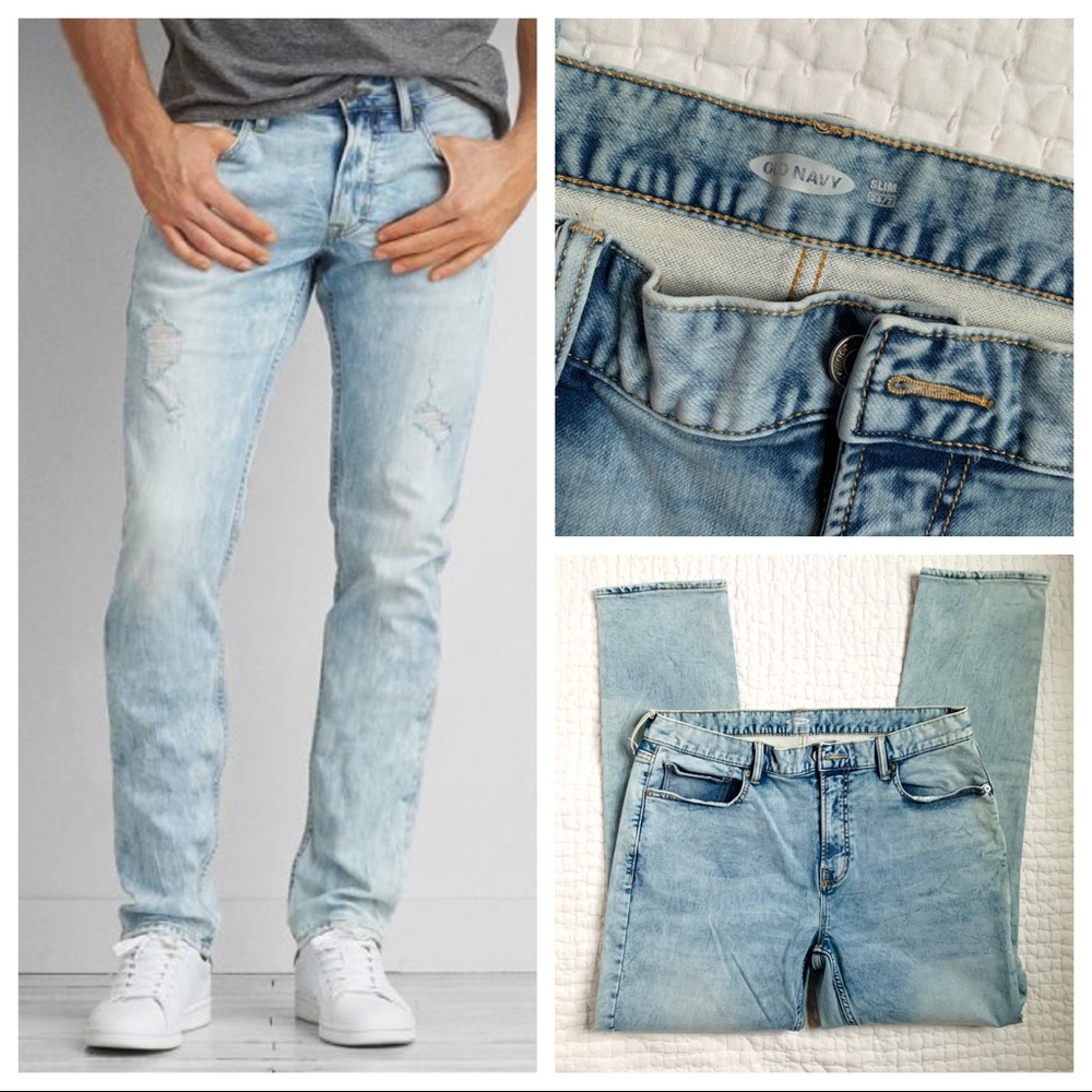 Old Navy men’s light wash slim jeans 36x32